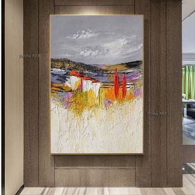 Handmade Original Colorful Textured Oil Painting on Canvas;  Large Abstract Modern Fantanstic Acrylic Painting Boho Wall Art Living Room Home Dec (size: 50x70cm)